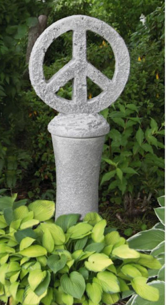 Peace Sign Symbol on Pedestal Sculptural Statue Garden Decorative